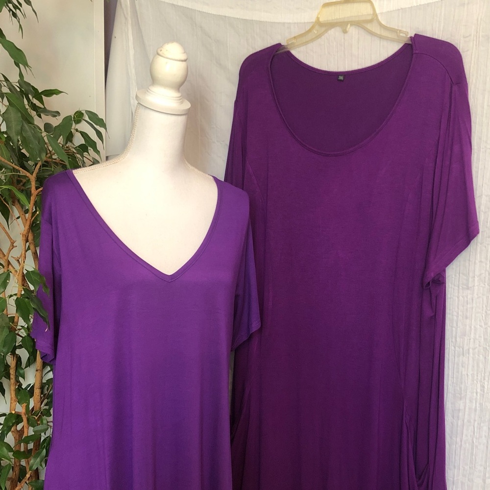 JOLLIELOVIN & AMAZON brand lot of 2 size 3 XL purple casual summer dresses